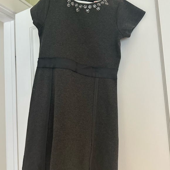 Jcrew crewcuts size 10 perfect condition grey short sleeve dress with beading - Picture 1 of 4